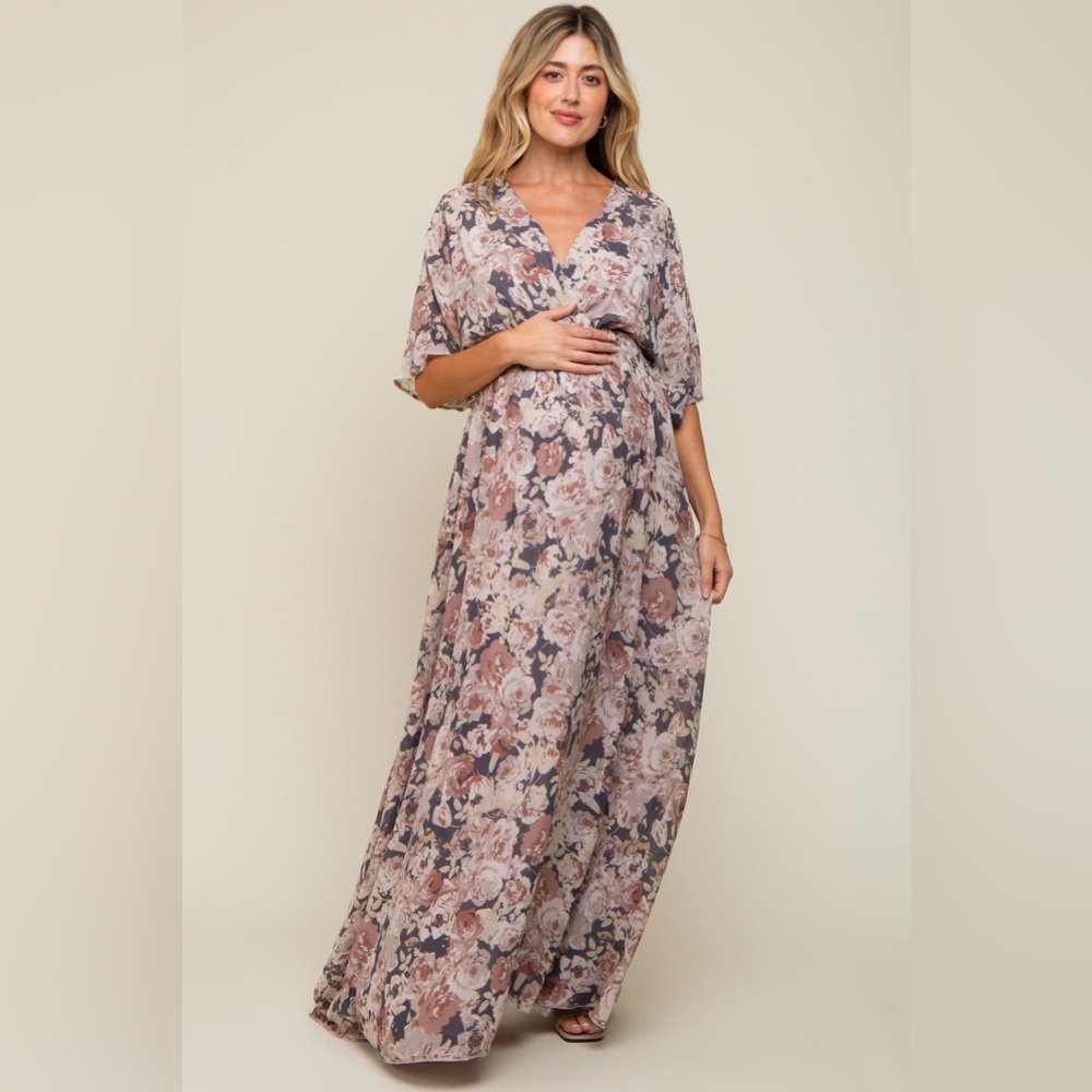 Pinkblush floral chiffon maxi dress nwot